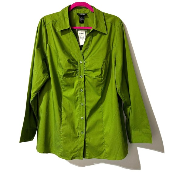 Lane Bryant Button Front Shirt Women’s Size 18 Long Sleeve Green NWT - Picture 1 of 8